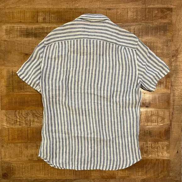 Faherty Short Sleeve Palma Striped Linen Shirt - Picture 3 of 8